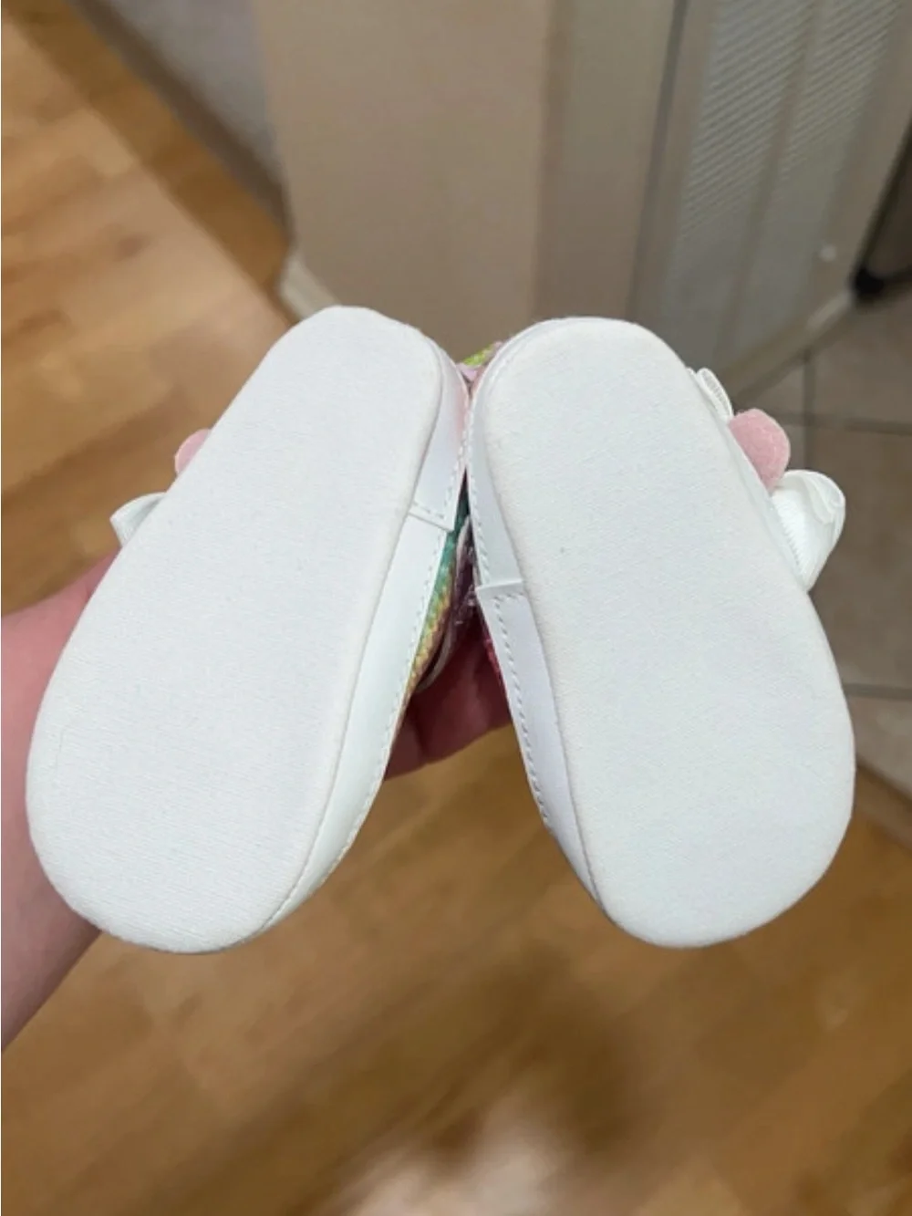 Kids Rainbow Mary Jane Shoes with Pink Heart Insole first steps